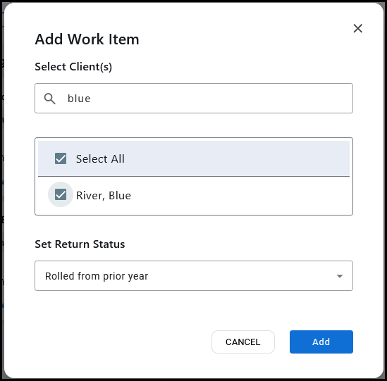 Add Work Item window